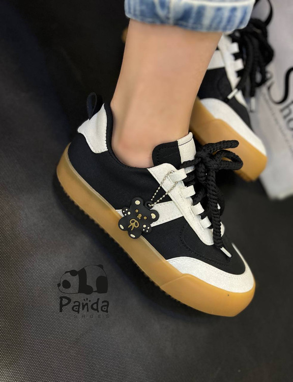 کفش زنانه ونس خرسی زیره پی وی سی مواد نو مشکی طوسی VANS WOMEN کد 101