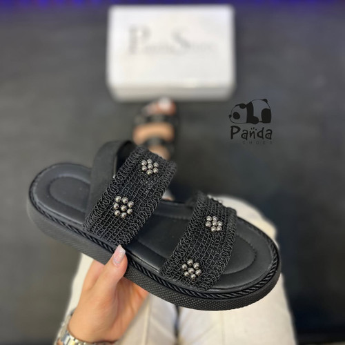 صندل زنانه کنفی گل زیره پی یو women shoes  کد 118