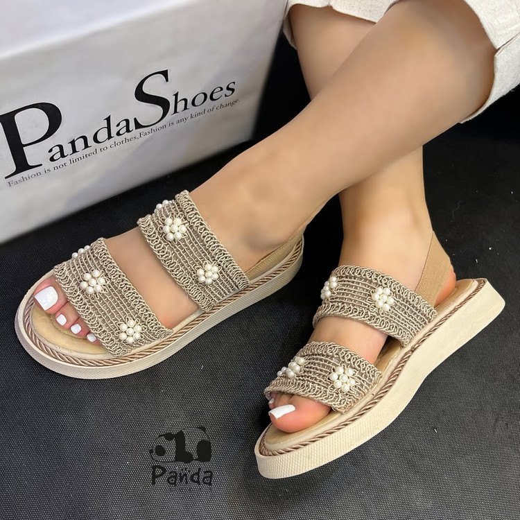 صندل زنانه کنفی گل زیره پی یو women shoes کد 118