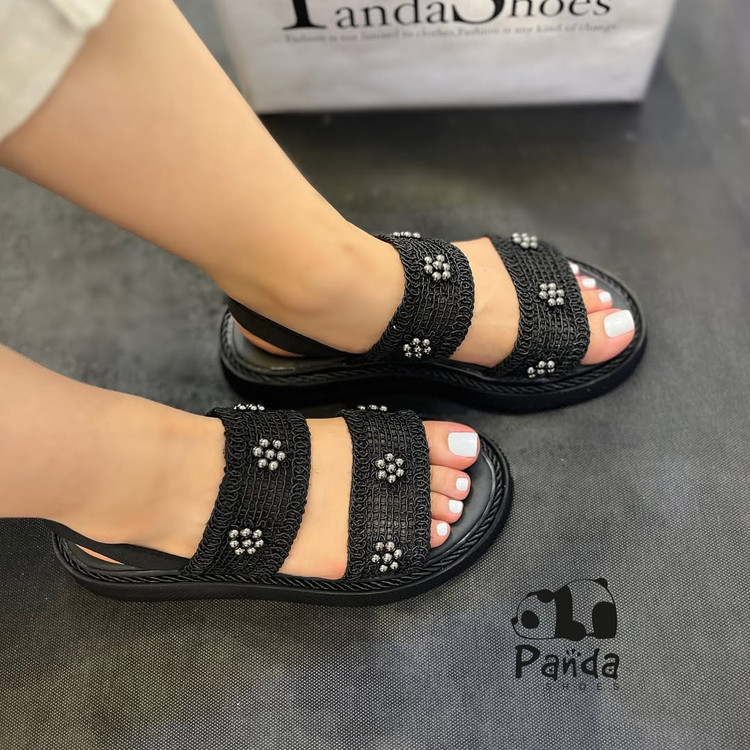 صندل زنانه کنفی گل زیره پی یو women shoes کد 118