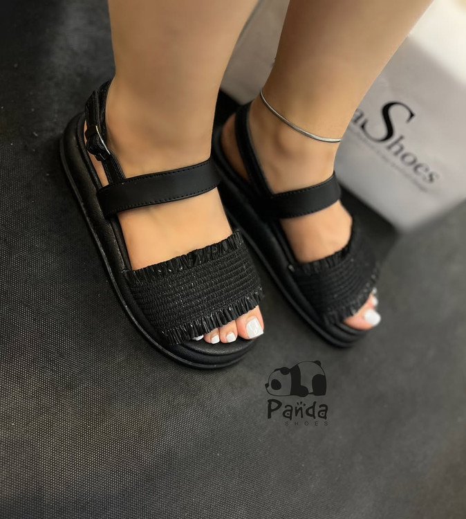 صندل زنانه کنفی ریش ریش زیره پی یو sandal shoes کد 130
