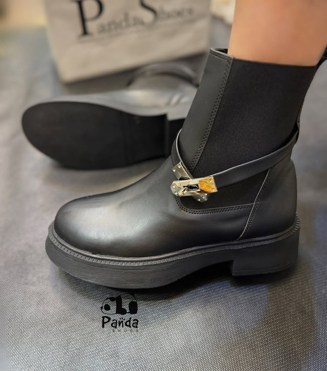 بوت زنانه مدل کمربندی زیره پی یو سبک چرم درجه 1 Women's Boots کد 179