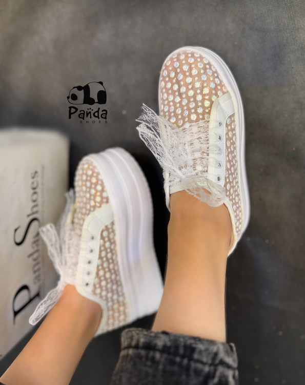 کتونی زنانه طرح کفش عروس توری | راحت، مجلسی و خاص کد 200