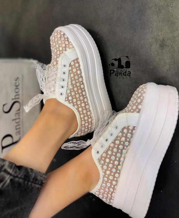 کتونی زنانه طرح کفش عروس توری | راحت، مجلسی و خاص کد 200