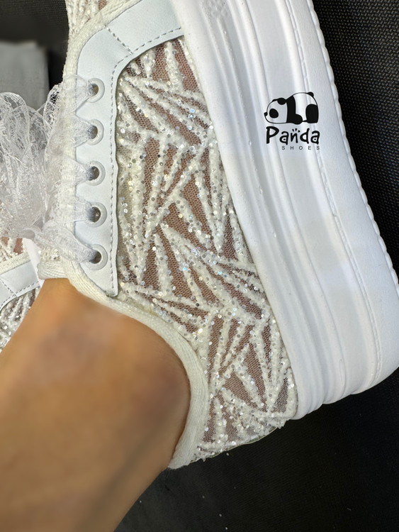 کتونی زنانه طرح کفش عروس توری | راحت، مجلسی و خاص