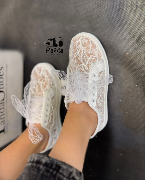 کتونی زنانه طرح کفش عروس توری | راحت، مجلسی و خاص