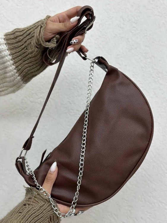 کیف دوشی زنانه مدل هلالی بند زنجیری