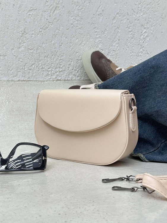 کیف دوشی زنانه مدل نیمدایره مینیمال | مشکی، کرم، نسکافهای، موکا