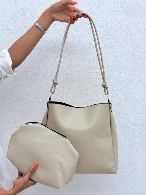 کیف دوشی زنانه مدل بند گرهای به همراه کیف داخلی ست