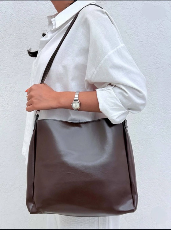 کیف دوشی زنانه مدل بند گرهای به همراه کیف داخلی ست