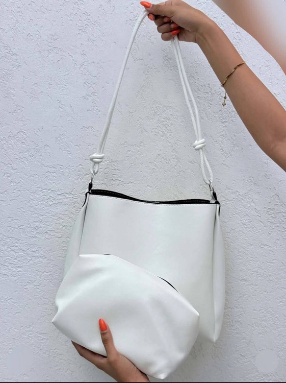 کیف دوشی زنانه مدل بند گرهای به همراه کیف داخلی ست