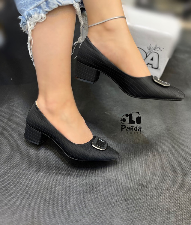 کفش مجلسی پاشنه 5 سانتی سگگ دار مدل پارچه ساتن