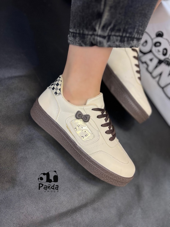 کفش ونس گربهای | اسپرت فانتزی با زیره PVC | رنگبندی کرم، موکا و مشکی