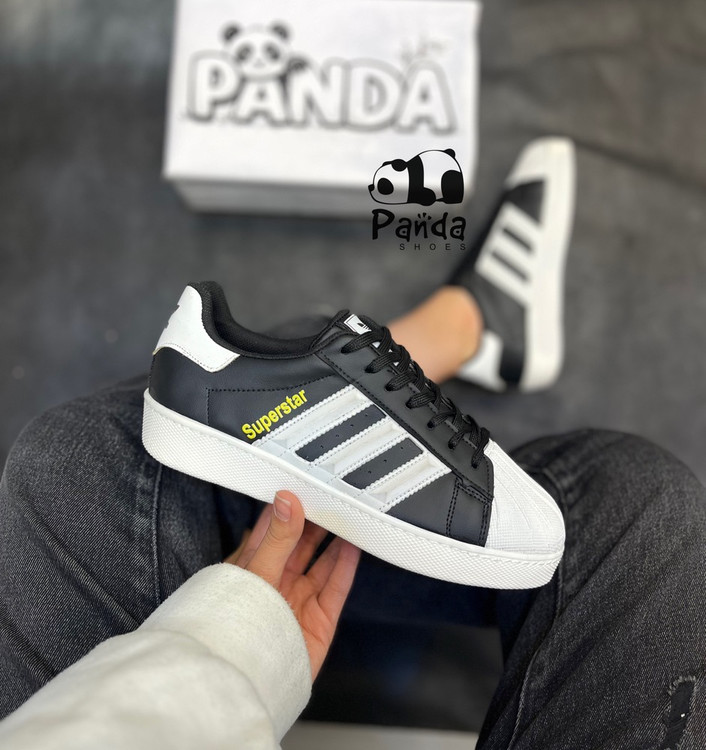 کفش آدیداس سوپراستار مشکی سفید | زیره PU سبک و دوردوخت با طرح برجسته