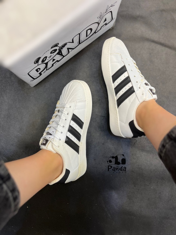 کفش آدیداس سوپراستار مشکی سفید | زیره PU سبک و دوردوخت با طرح برجسته