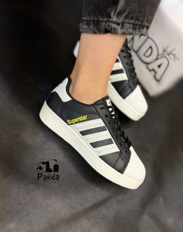 کفش آدیداس سوپراستار مشکی سفید | زیره PU سبک و دوردوخت با طرح برجسته