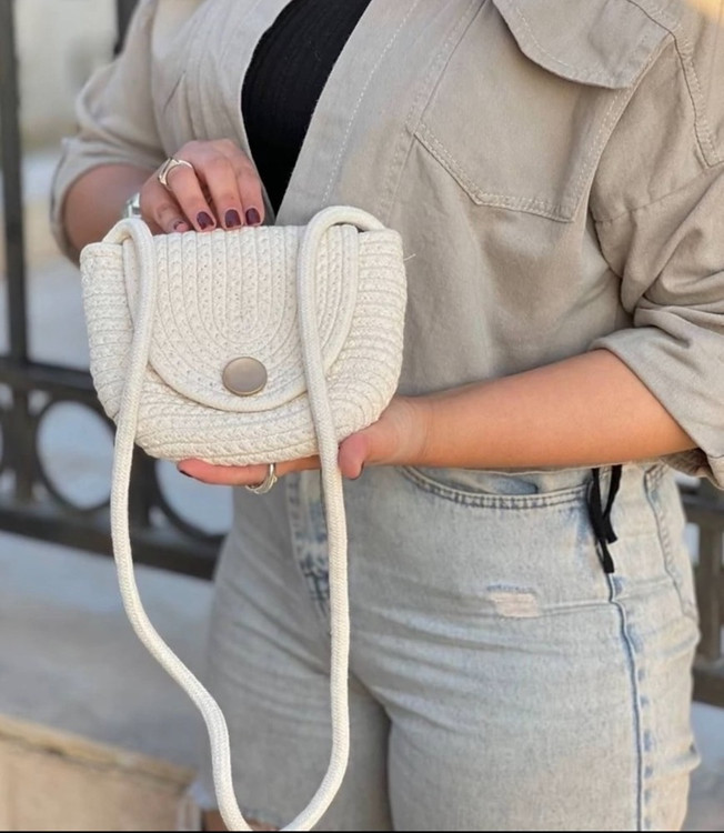 کیف رودوشی زنانه طرح حصیری مدرن