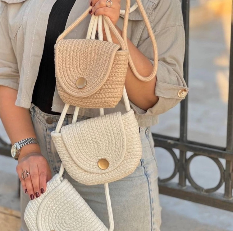 کیف رودوشی زنانه طرح حصیری مدرن