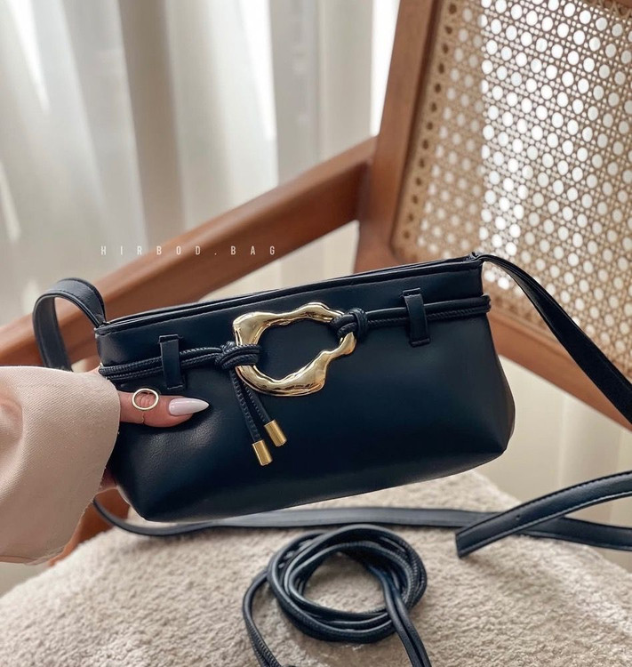 کیف رودوشی زنانه چرم مدل سگک طلایی لوکس