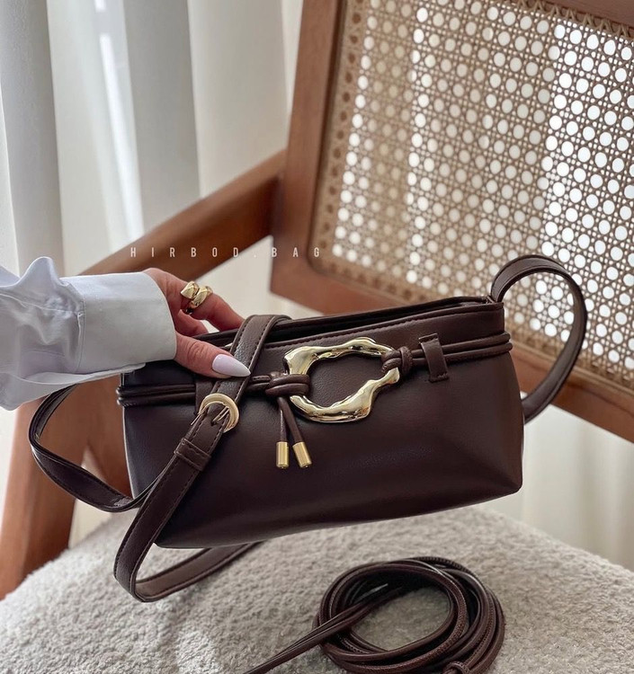 کیف رودوشی زنانه چرم مدل سگک طلایی لوکس