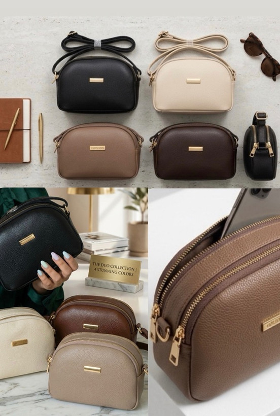 کیف دوشی نیمگرد دو زیپ مدل کالینا | Calvin Style Mini Crossbody