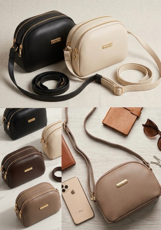 کیف دوشی نیمگرد دو زیپ مدل کالینا | Calvin Style Mini Crossbody