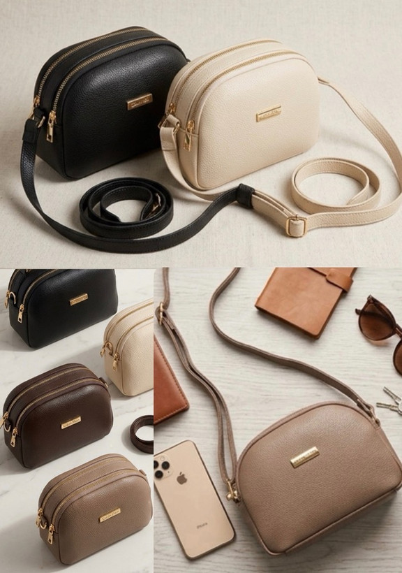 کیف دوشی نیمگرد دو زیپ مدل کالینا | Calvin Style Mini Crossbody