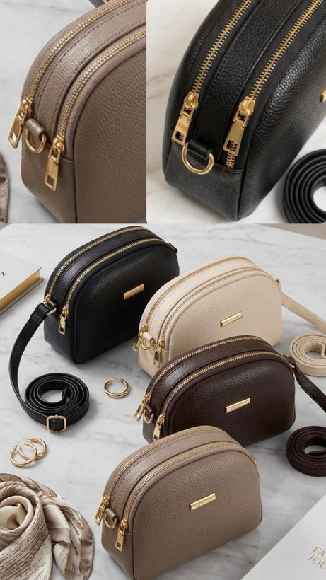 کیف دوشی نیمگرد دو زیپ مدل کالینا | Calvin Style Mini Crossbody