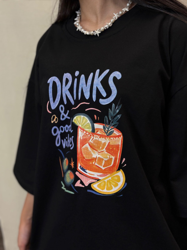 تیشرت لانگ زنانه Drink | سوپر نخ درجه ۱ با رنگبندی متنوع