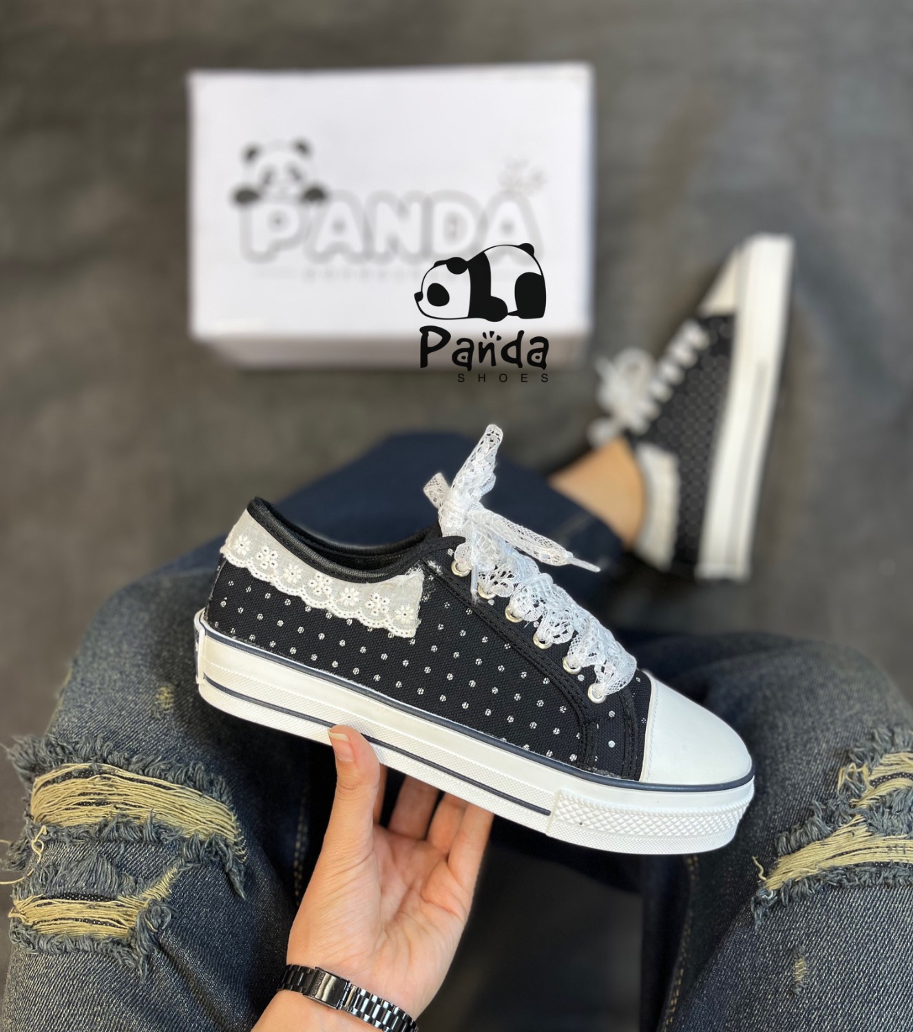 👟 کفش دخترانه طرح الاستار گیپوری | شیک، سبک و اقتصادی 🤍🖤