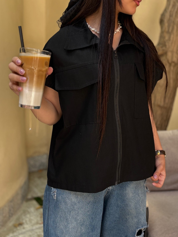 وست لینن زنانه جیبدار زیپدار | استایل کژوال و تابستانی