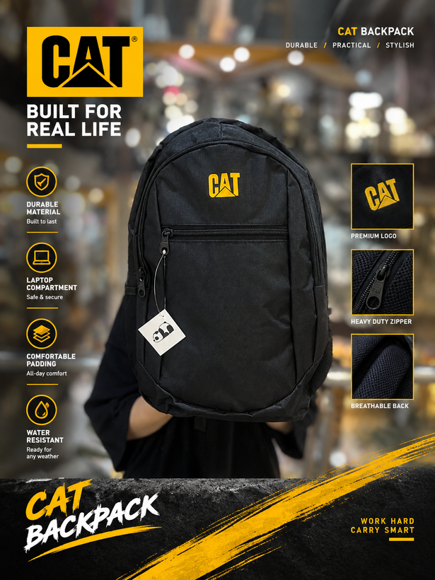 کوله پشتی CAT مشکی اسپرت و یونیسکس